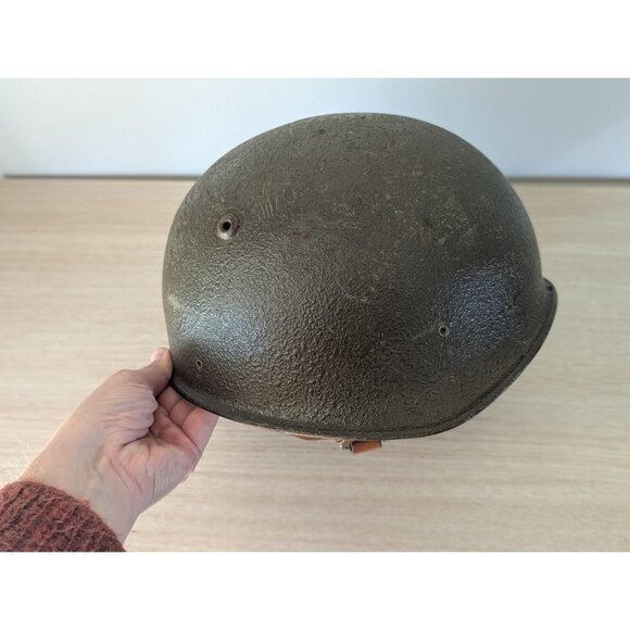 AS-IS M71 Swiss Paratrooper Army helmet complete with leather liner 52-54, Cold - Picture 3 of 10